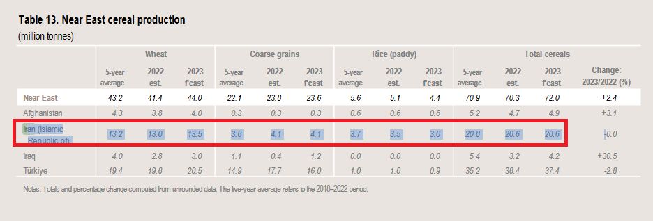 فائو: ایران جایگاه هشتم دنیا را در ذخایر غلات دارد