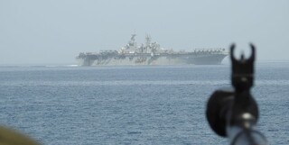 تصاویری از رصد اخیر ناوگان آمریکا توسط نیروی دریایی سپاه در تنگه هرمز