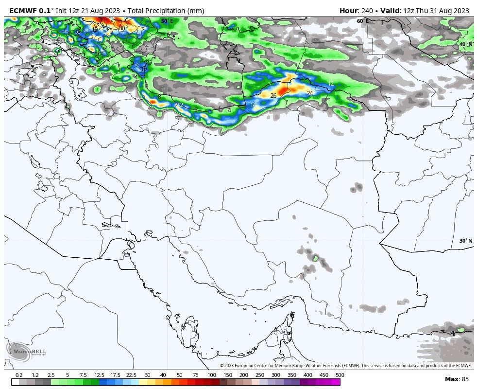 نگاهی به وضعیت بارشی کشور در ۱۰ روز آینده/بارش های موسمی در استان های شرقی