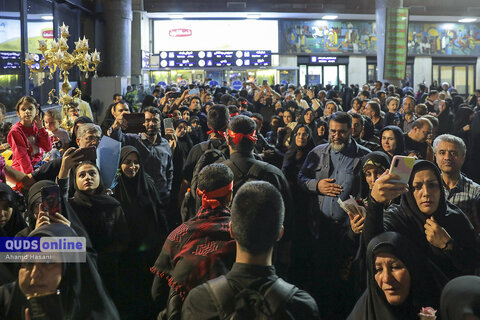 مراسم استقبال از 400 دانش آموز زائر کربلا در راه آهن مشهد