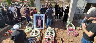مراسم تشییع پیکر سه دختر بچه لبنانی که در حمله روز گذشته صهیونیست‌ها به شهادت رسیدند + تصاویر