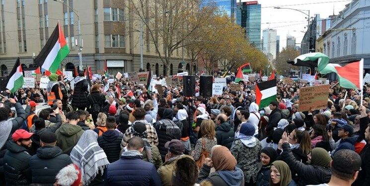 تظاهرات استرالیایی‌ها علیه ورود کشتی صهیونیستی به «سیدنی»