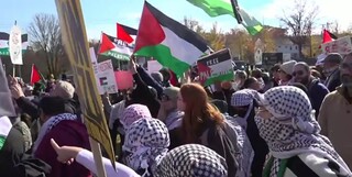 تظاهرات در نزدیکی خانه بایدن؛ «به نسل‌کشی در غزه تو را متهم می‌کنیم» + فیلم