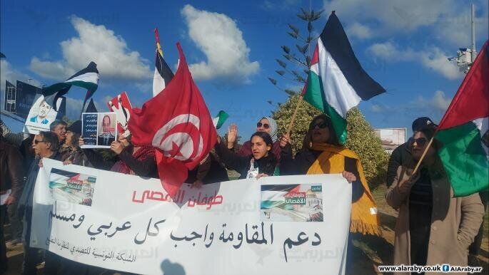 تظاهرات تونسی‌ها در حمایت از مقاومت فلسطین