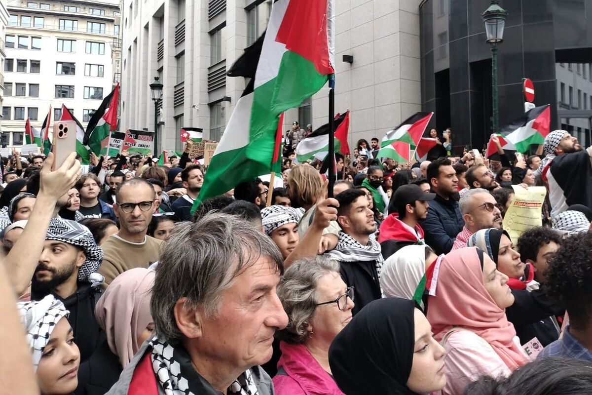 تظاهرات گسترده در بروکسل در حمایت از مردم غزه