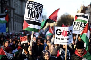 حامیان فلسطین در آستانه رای‌گیری پارلمان انگلیس درباره آتش‌بس در غزه تجمع کردند