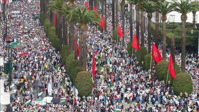 ۱۰۰ تظاهرات در ۴۸ شهر مراکش در حمایت از غزه برگزار شد