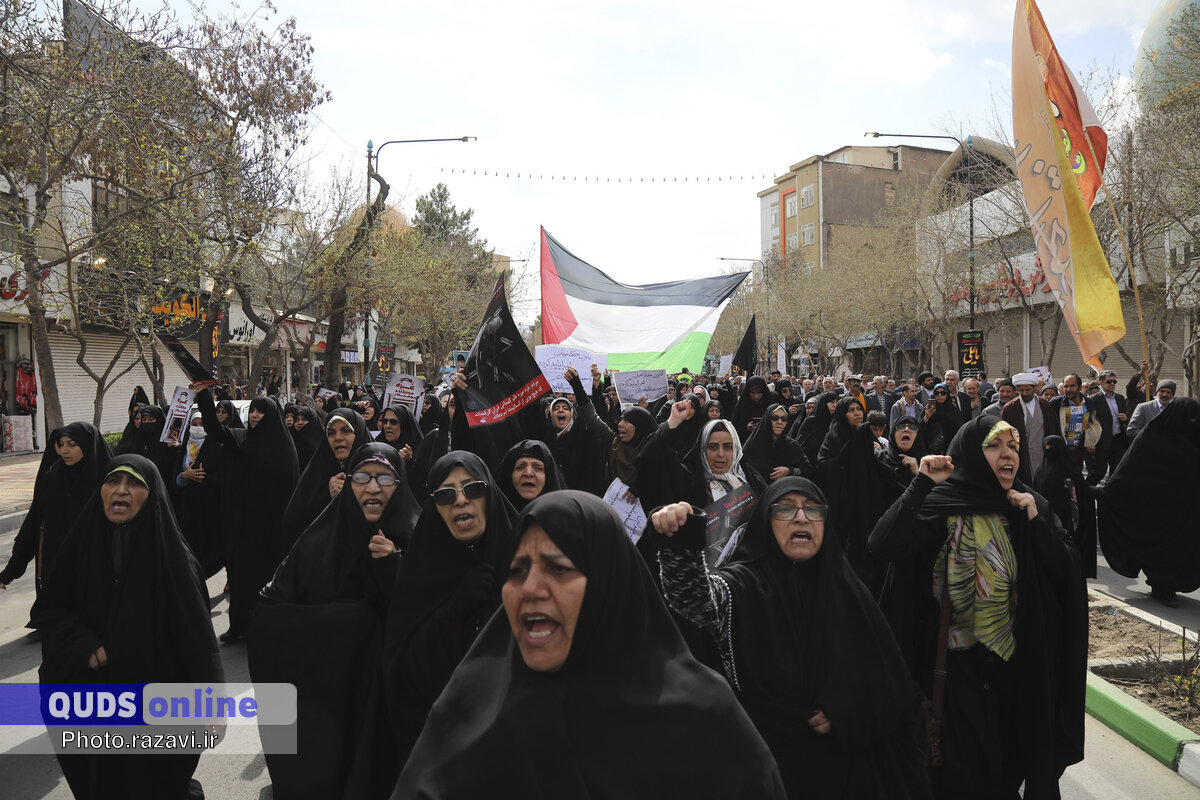 نمازگزاران مشهدی در محکومیت جنایات رژیم صهیونیستی راهپیمایی کردند