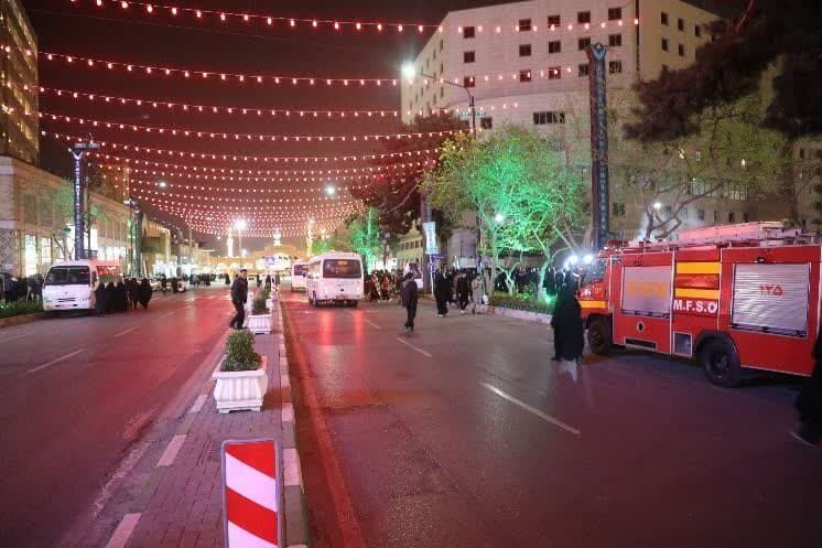 استقرار آتش نشانان مشهدی در مسیر برگزاری راهپیمایی روز قدس 