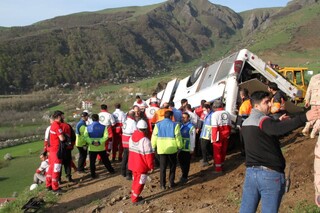 واژگونی اتوبوس در گردنه حیران به اردبیل/   ۵ کشته و ۱۸ مصدوم