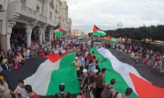 تظاهرات دانشجویان مراکشی در حمایت از غزه