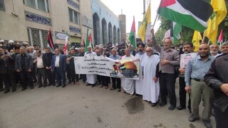 تجمع نمازگزاران البرزی در حمایت از مردم غزه و جنبش دانشجویی عدالت‌ خواه جهان