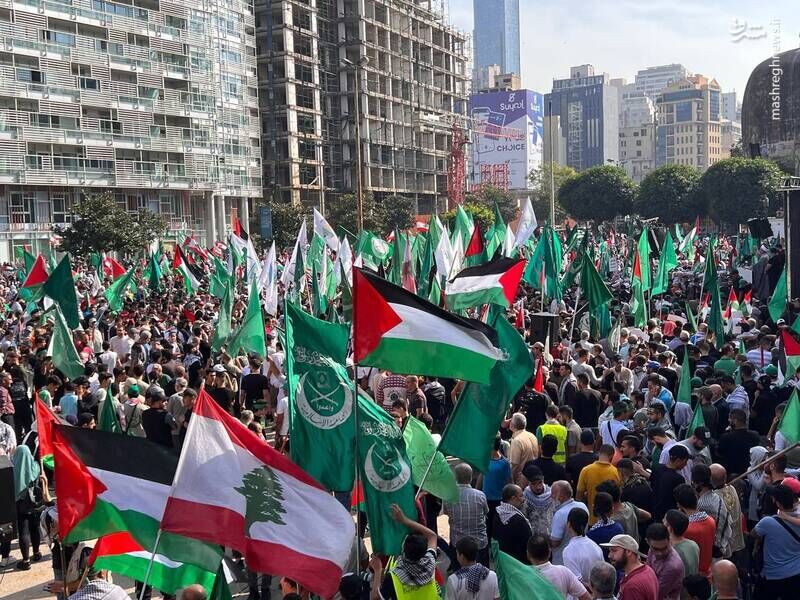 راهپیمایی گسترده در بیروت در حمایت از غزه 