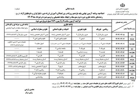 امتحانات نهایی از شنبه ۵ خرداد برگزار می‌شود