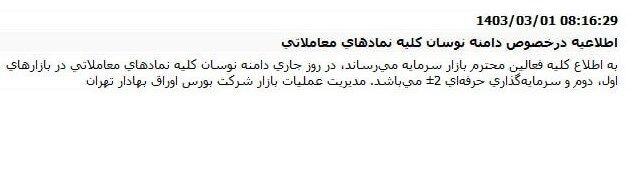 دامنه نوسان معاملات سهام محدود شد
