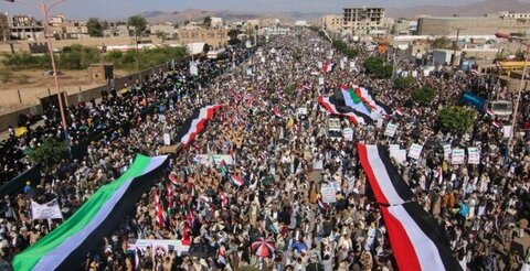 راهپیمایی گسترده یمنی‌ها در حمایت از مقاومت مردم فلسطین