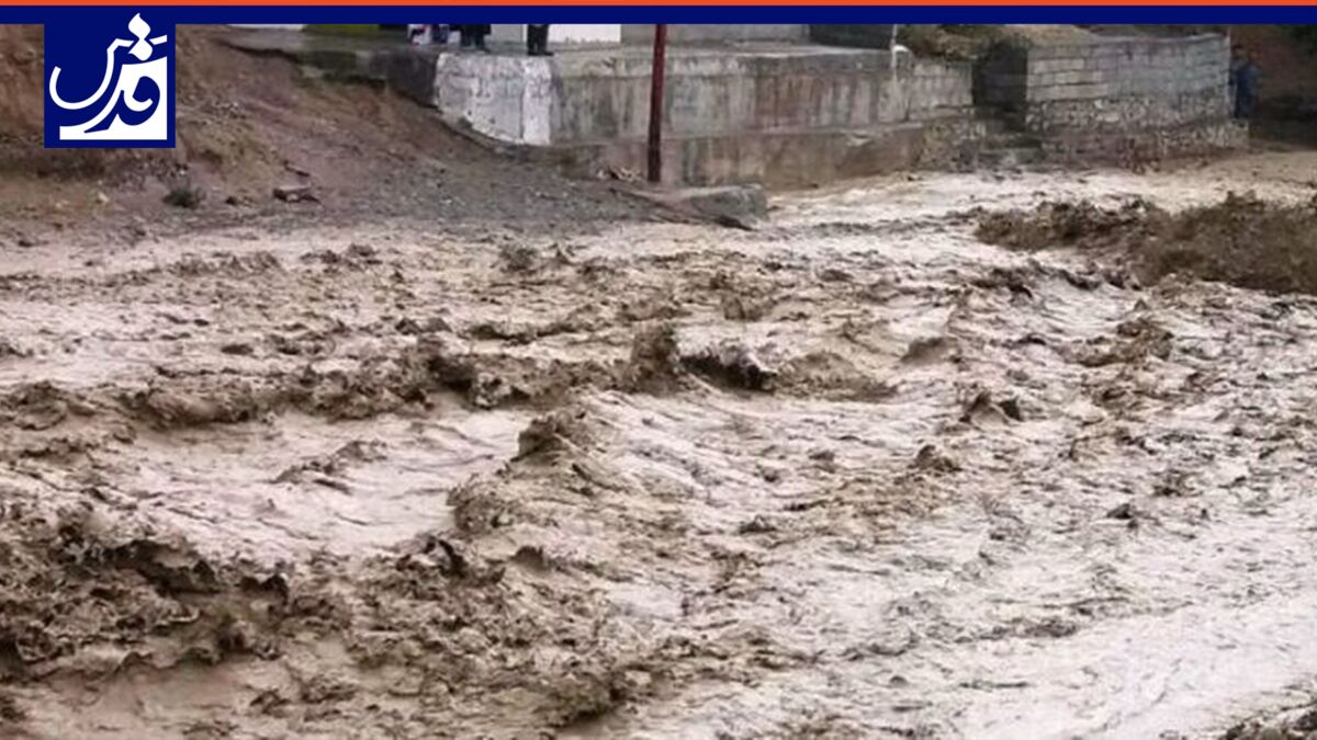 فیلم| جاری شدن سیلاب در روستای خرتوت خراسان شمالی