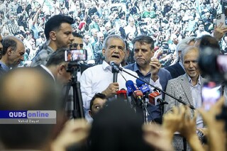 مسعود پزشکیان در جمع هوادارانش در مشهد: دوست دارم صدای شما را در کشور اعلام کنم