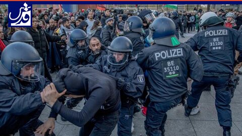 حمله پلیس آلمان به یک زن در تظاهرات حمایت از فلسطین