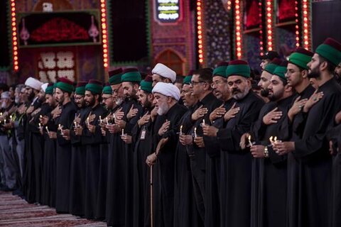 بزرگداشت هفتمین روز شهادت امام حسین (ع) از سوی خادمان آستانهای حسینی و عباسی + عکس