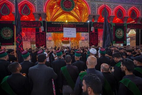 بزرگداشت هفتمین روز شهادت امام حسین (ع) از سوی خادمان آستانهای حسینی و عباسی + عکس