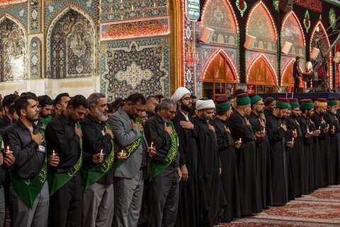 بزرگداشت هفتمین روز شهادت امام حسین (ع) از سوی خادمان آستانهای حسینی و عباسی + عکس