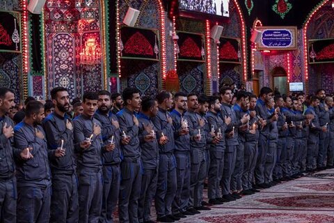 بزرگداشت هفتمین روز شهادت امام حسین (ع) از سوی خادمان آستانهای حسینی و عباسی + عکس