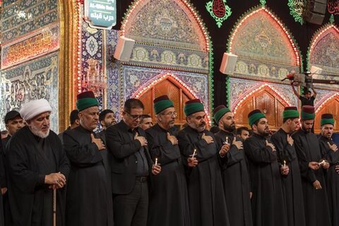 بزرگداشت هفتمین روز شهادت امام حسین (ع) از سوی خادمان آستانهای حسینی و عباسی + عکس
