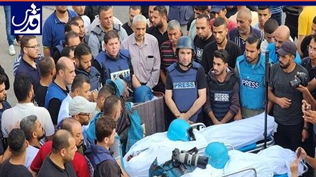 حرکت جالب خبرنگاران فلسطینی در اعتراض به کشتار خبرنگاران در غزه