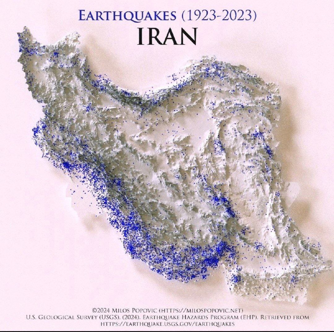 عکس| محل زمین لرزه‌های ‎ایران در صد سال اخیر