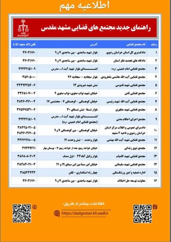 تغییر موقعیت شعب دادگستری مشهد