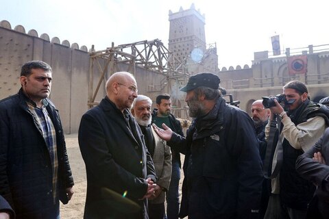 بازدید رئیس مجلس از پشت صحنه سریالهای سلمان فارسی و موسی کلیم الله