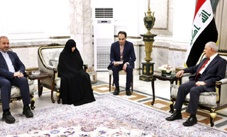 دیدار همسر شهید رئیسی با رئیس‌جمهور عراق