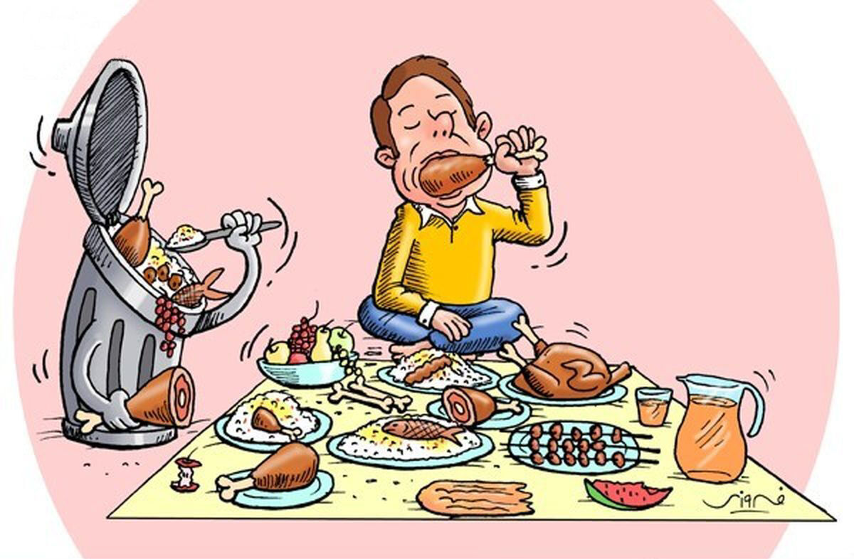 دورنمایی بی‌ریخت از دورریز میزهای غذا