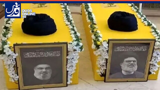 فیلم | ورود پیکرهای شهیدان نصرالله و صفی‌الدین به محل تشییع