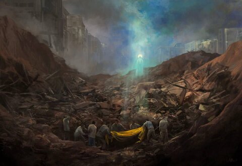 عکس| «شاهده» تازهترین اثر روحالامین برای تدفین شهید نصرالله