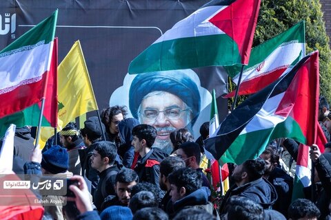 عکس | تشییع نمادین سیدحسن نصرالله در دانشگاه شریف