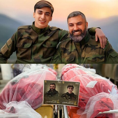 عکس | آخرین قاب پدری و پسری شهدای حزبالله