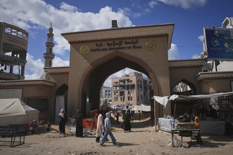 تبدیل دانشگاه بمباران شده غزه به پناهگاهی برای آوارگان فلسطینی