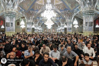 سوگواری زائران حرم مطهر رضوی در شام شهادت امام صادق(ع)