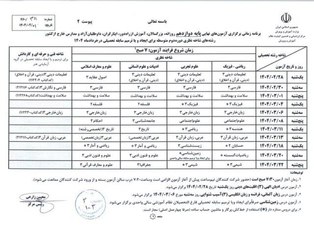 آغاز امتحانات نهایی از فردا/ امکان لو رفتن سوالات وجود ندارد