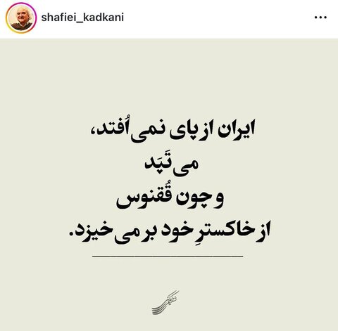 واکنش اینستاگرامی دکتر شفیعی کدکنی به حملات رژیم صیونیستی