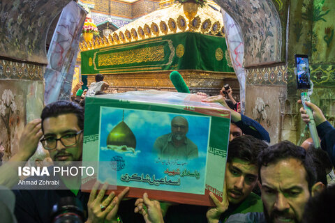 مراسم وداع با ۶ شهید حملات رژیم صهیونی در حرم حضرت فاطمه معصومه(س)