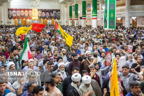 مراسم وداع با ۶ شهید حملات رژیم صهیونی در حرم حضرت فاطمه معصومه(س)