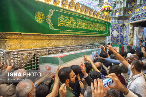 مراسم وداع با ۶ شهید حملات رژیم صهیونی در حرم حضرت فاطمه معصومه(س)