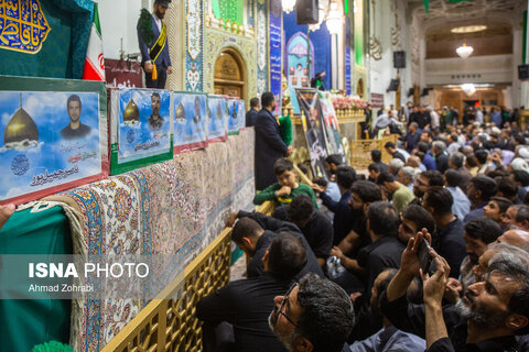 مراسم وداع با ۶ شهید حملات رژیم صهیونی در حرم حضرت فاطمه معصومه(س)