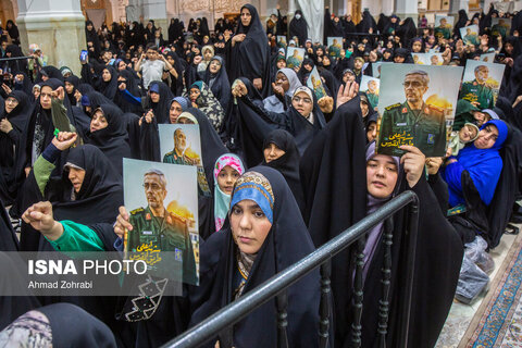 مراسم وداع با ۶ شهید حملات رژیم صهیونی در حرم حضرت فاطمه معصومه(س)