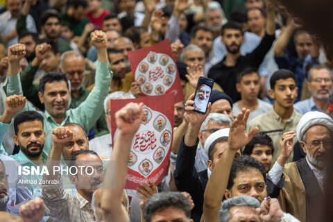 مراسم وداع با ۶ شهید حملات رژیم صهیونی در حرم حضرت فاطمه معصومه(س)