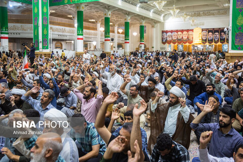 مراسم وداع با ۶ شهید حملات رژیم صهیونی در حرم حضرت فاطمه معصومه(س)