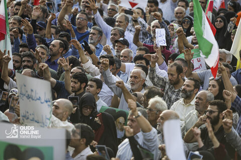 تجمع مردمی در محکومیت تجاوز آمریکا و اعلام انزجار از ترامپ